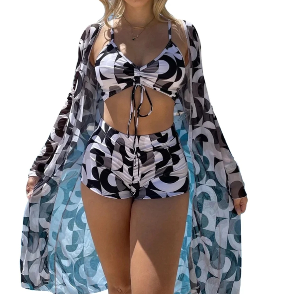 Stylish Black and White Women's Swim Set